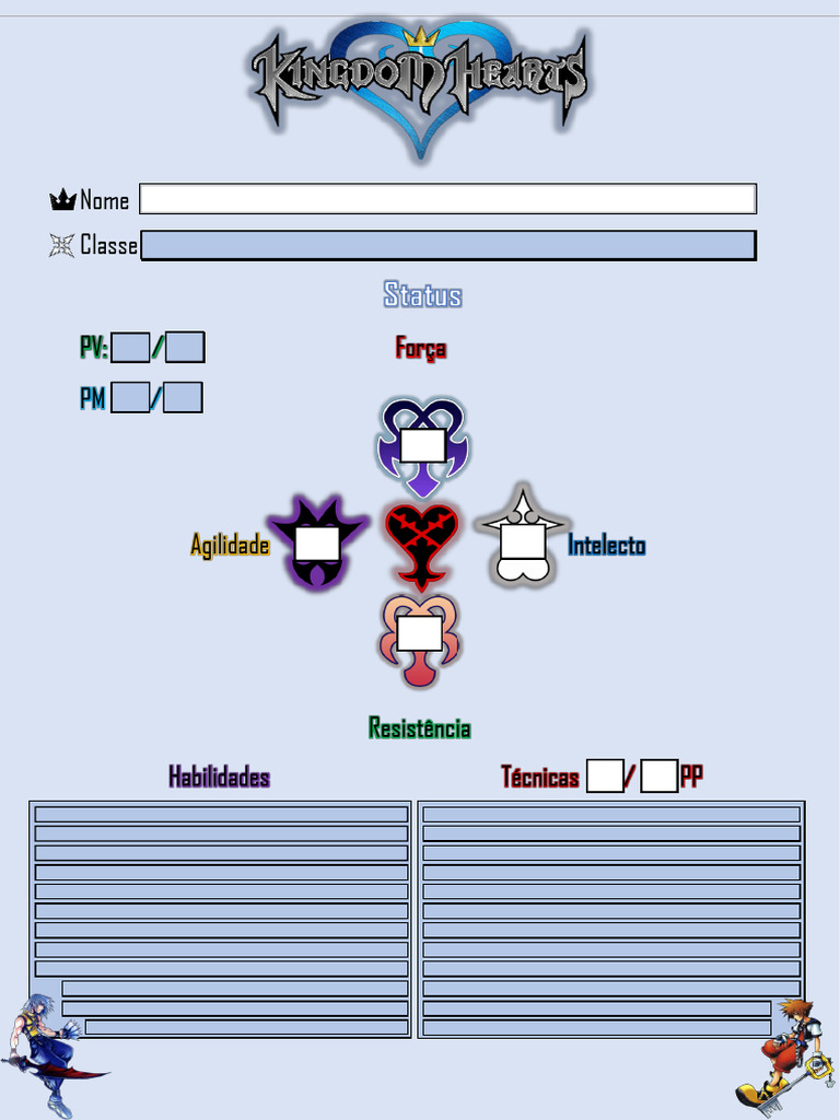 FichaAriel Kingdom Hearts RPG Editavel | PDF