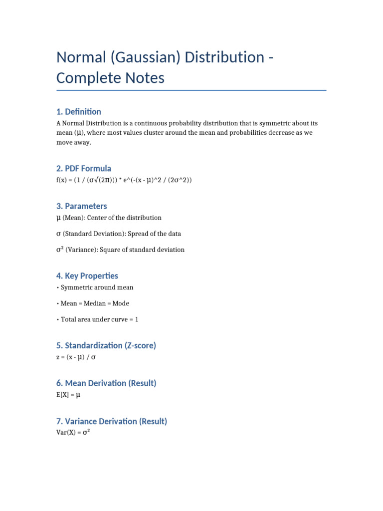 Normal Distribution Notes | PDF