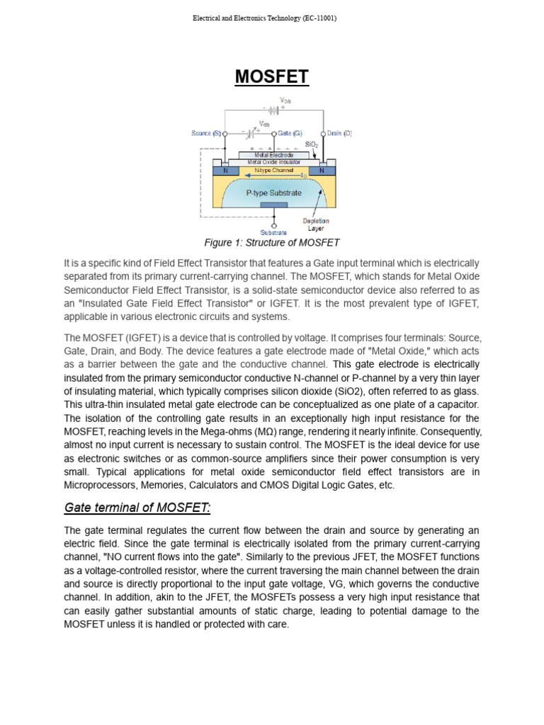 Mosfet | PDF | Field Effect Transistor | Mosfet