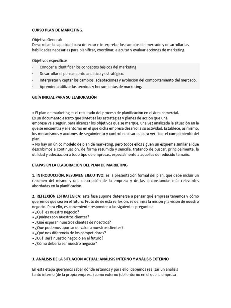 Plan de Marketing Modulo i y II Material Asistentes | PDF | Marketing ...