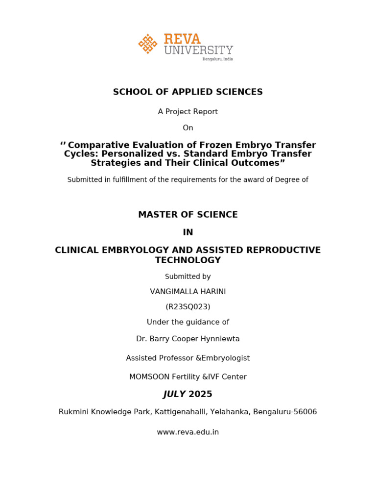 MSC Project Report Format-2023-25 Batch (1) HR | PDF | In Vitro ...
