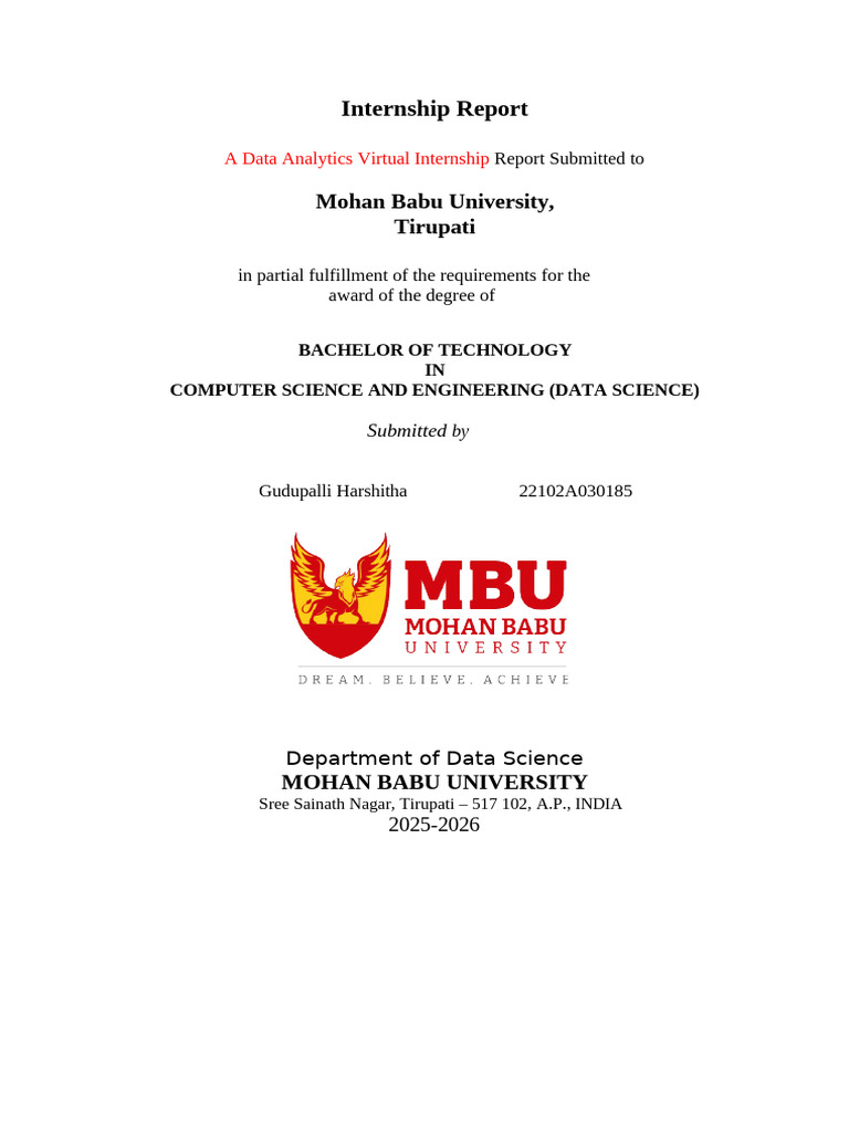 Internship Report Harshi D | PDF | Data Analysis | Analytics