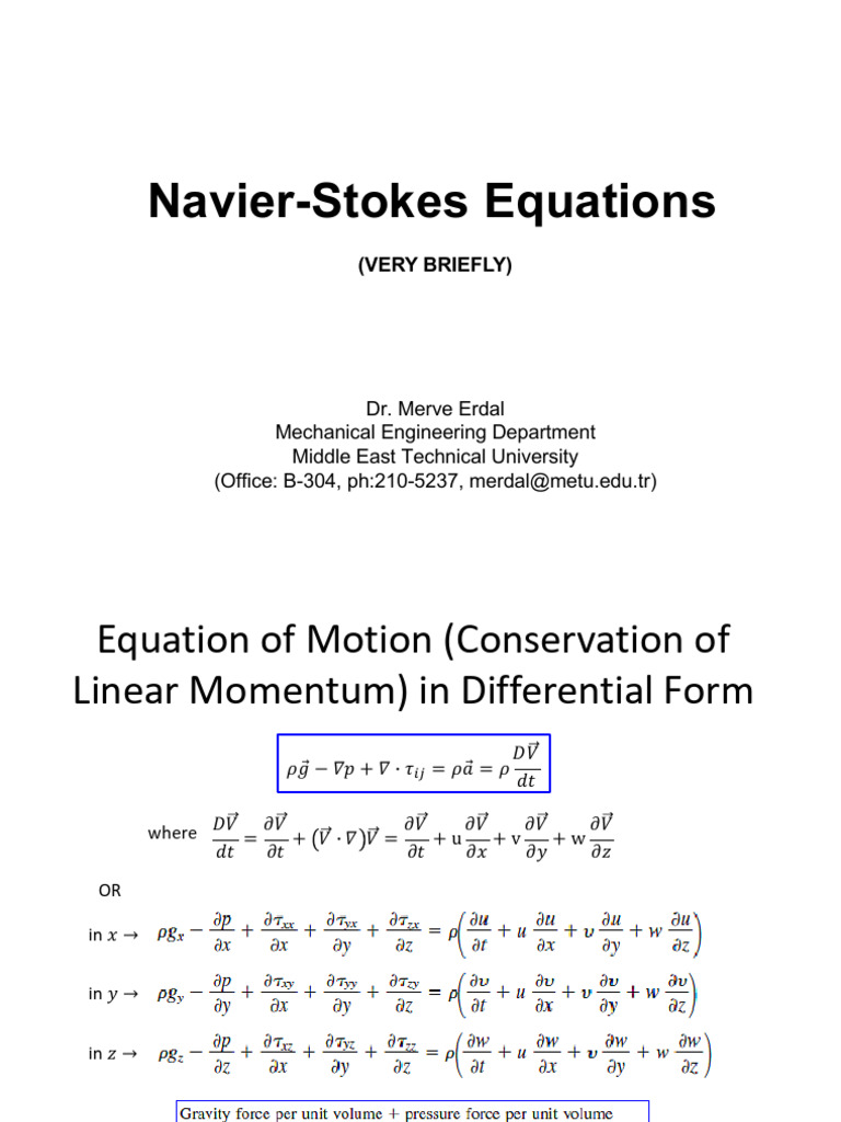 Navier Stokes Eqns Brief-Review Updated | PDF | Navier–Stokes Equations ...