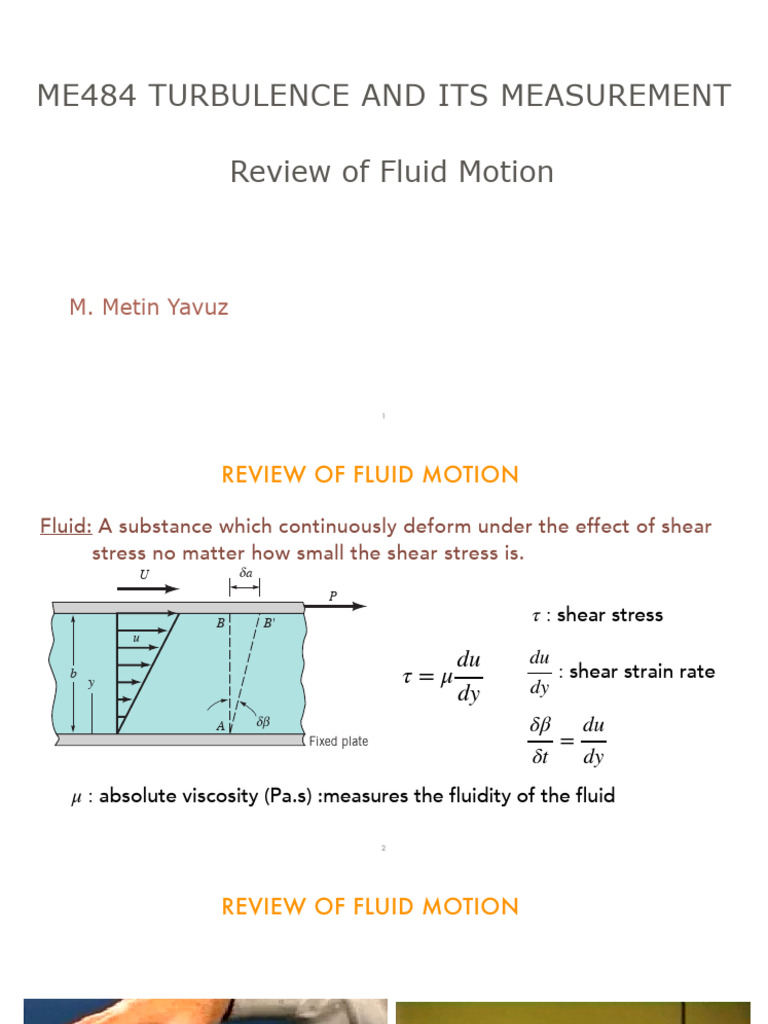 ME484 - 2 - Review of Fluid Motion | PDF | Shear Stress | Stress ...