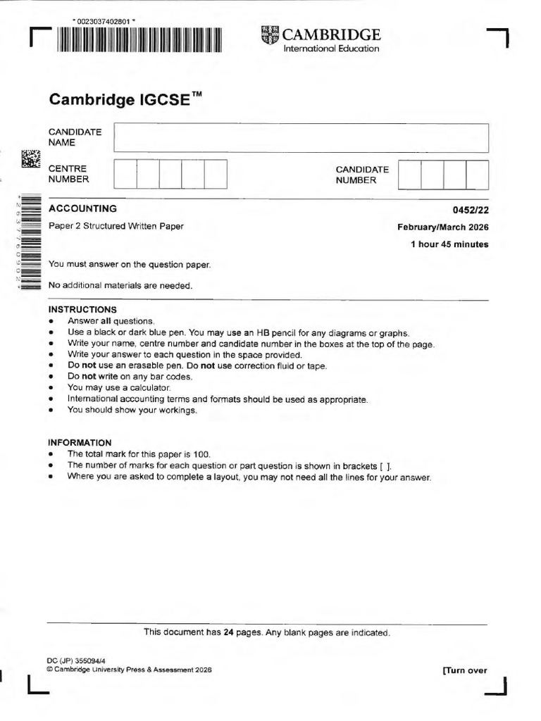 0452_m26_qp_22 | PDF | Financial Services | Accounting