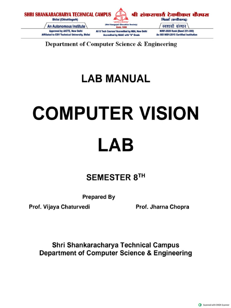 Computer Vision LAB 8 SEM | PDF