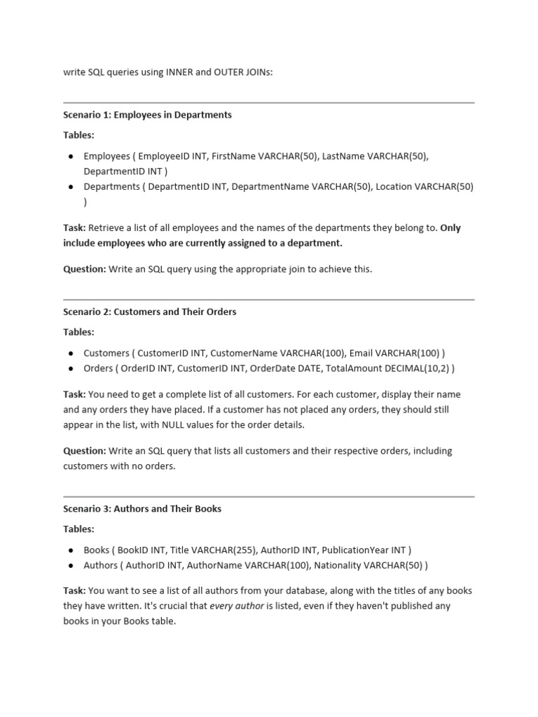 Inner Outer Joins Task | PDF | Data | Data Management Software