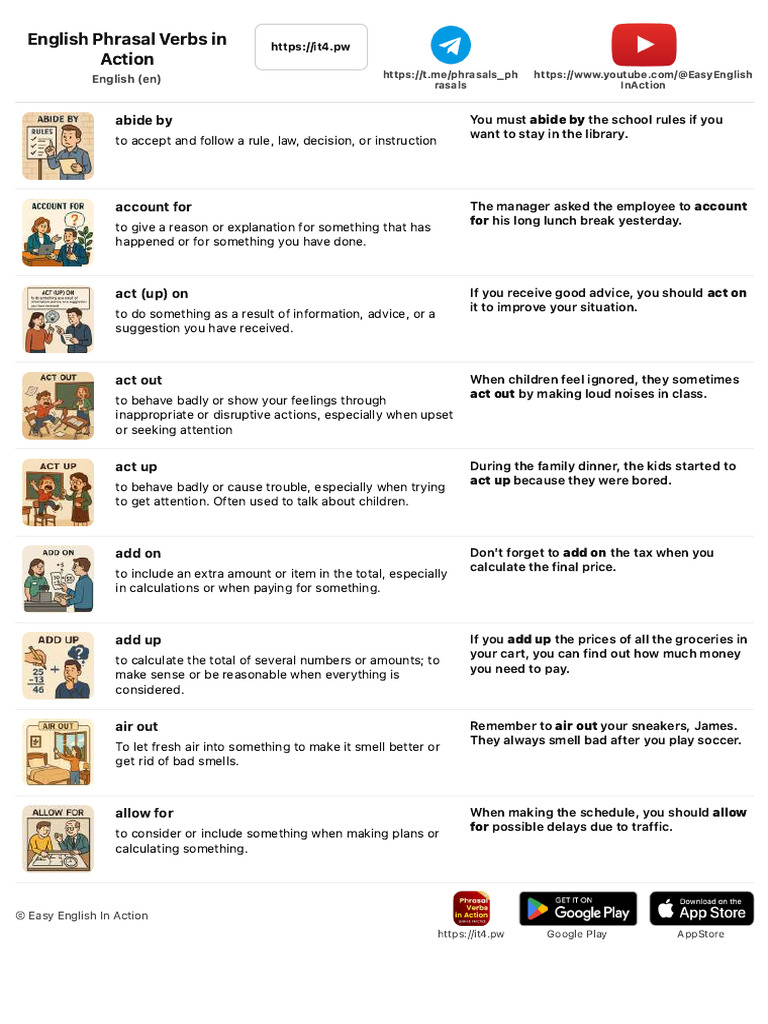 English Phrasal Verbs in Action En | PDF | English Language | Anger