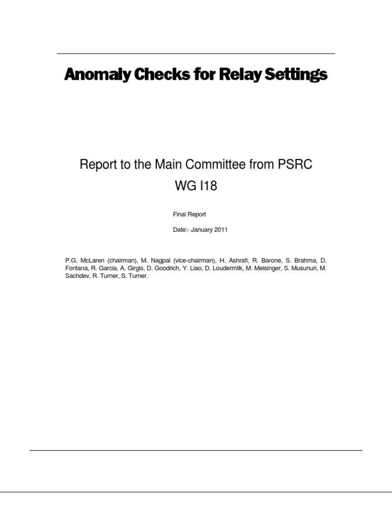 Anomaly Checks For Relay Settings PDF Relay Password