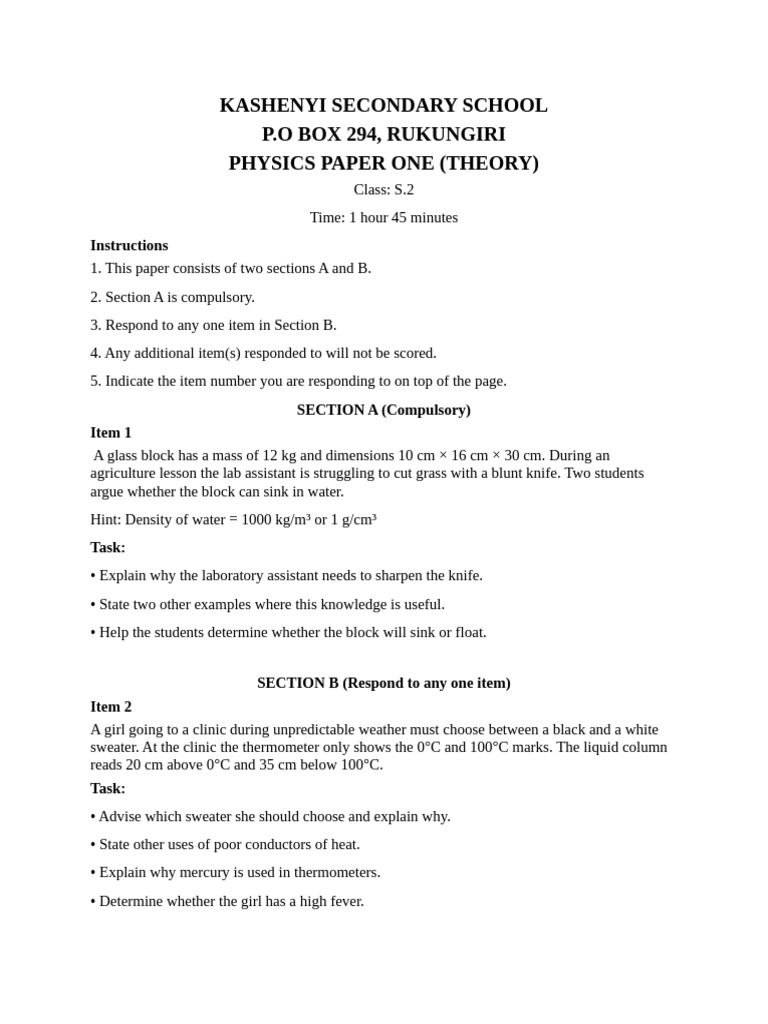 s2 Mid Term 1 Physics 2026_013923 | PDF