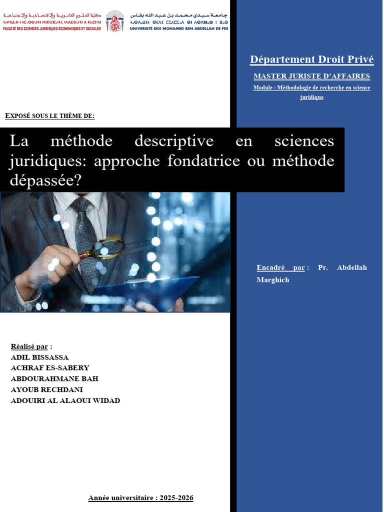 La Méthode Descriptive en Sciences Juridiques Approche Fondatrice Ou ...