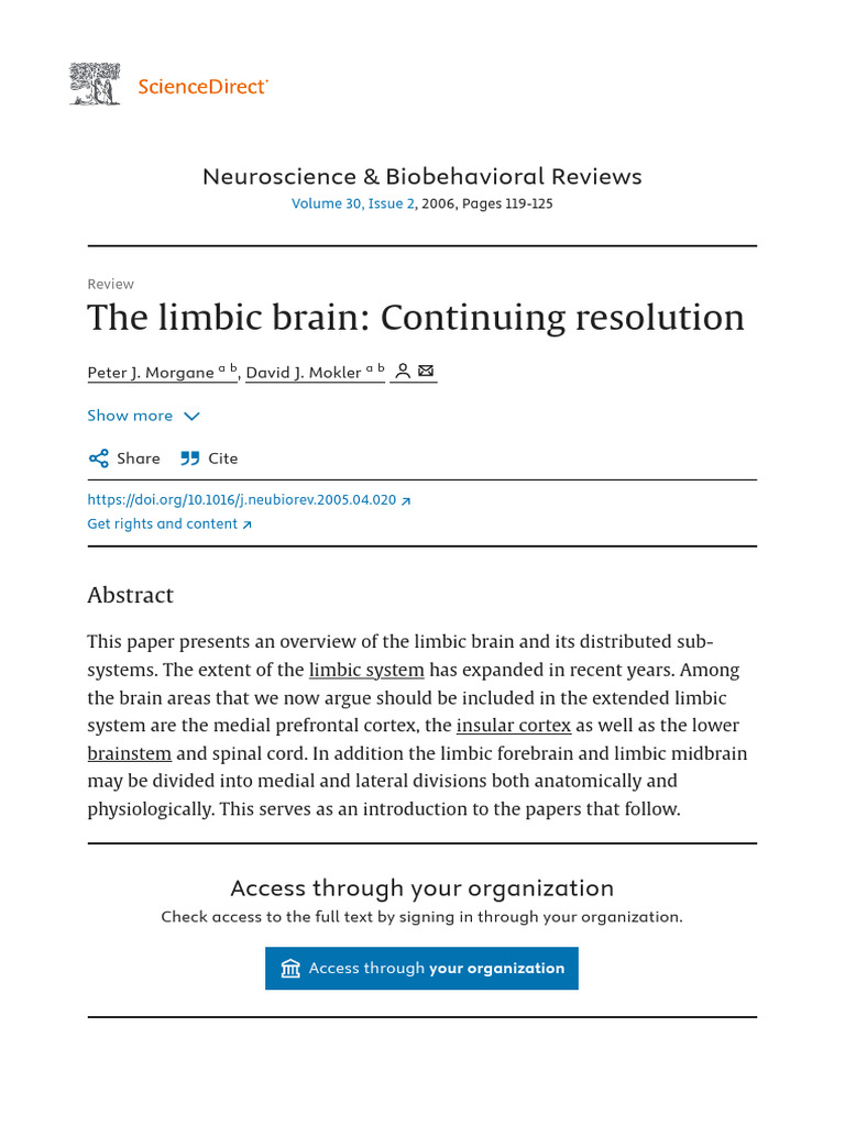 The Limbic Brain - Continuing Resolution - ScienceDirect | PDF | Limbic ...