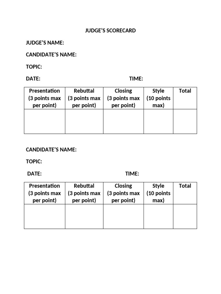 Judges' Scorecard (1) | PDF