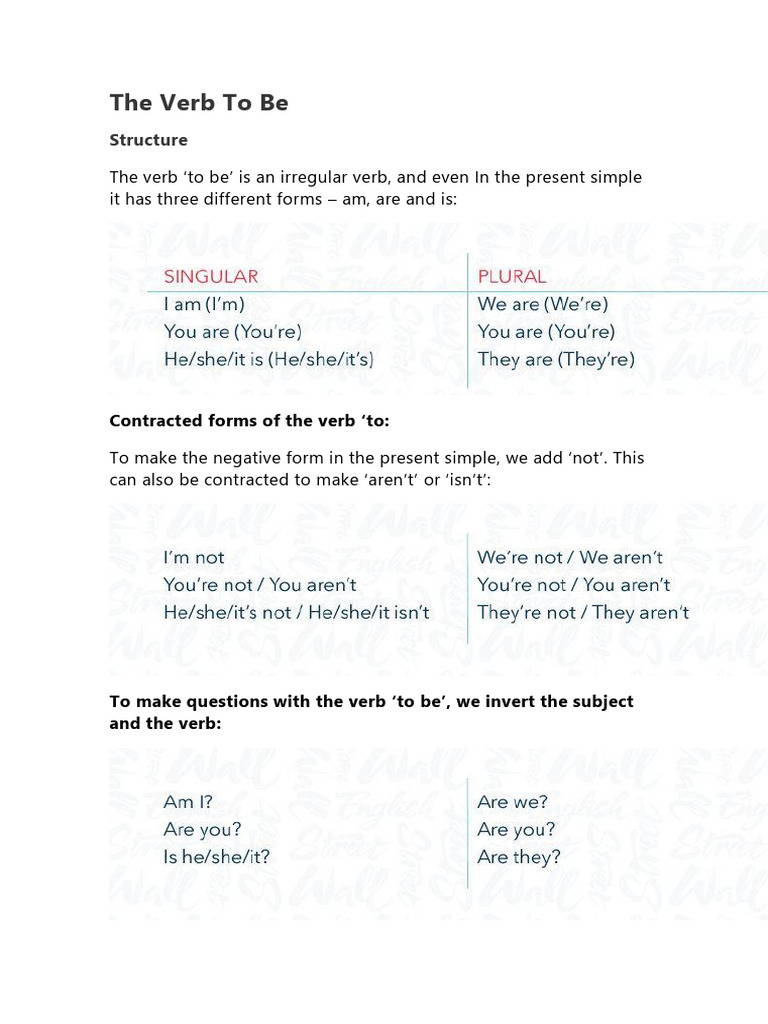 2-Verbs To Be and To Have | PDF | Verb | Grammatical Tense