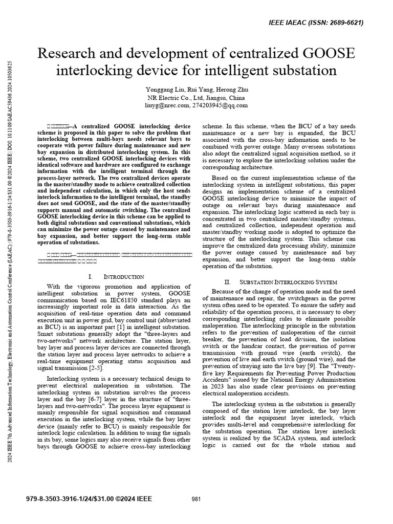 Research and Development of Centralized GOOSE Interlocking Device for ...