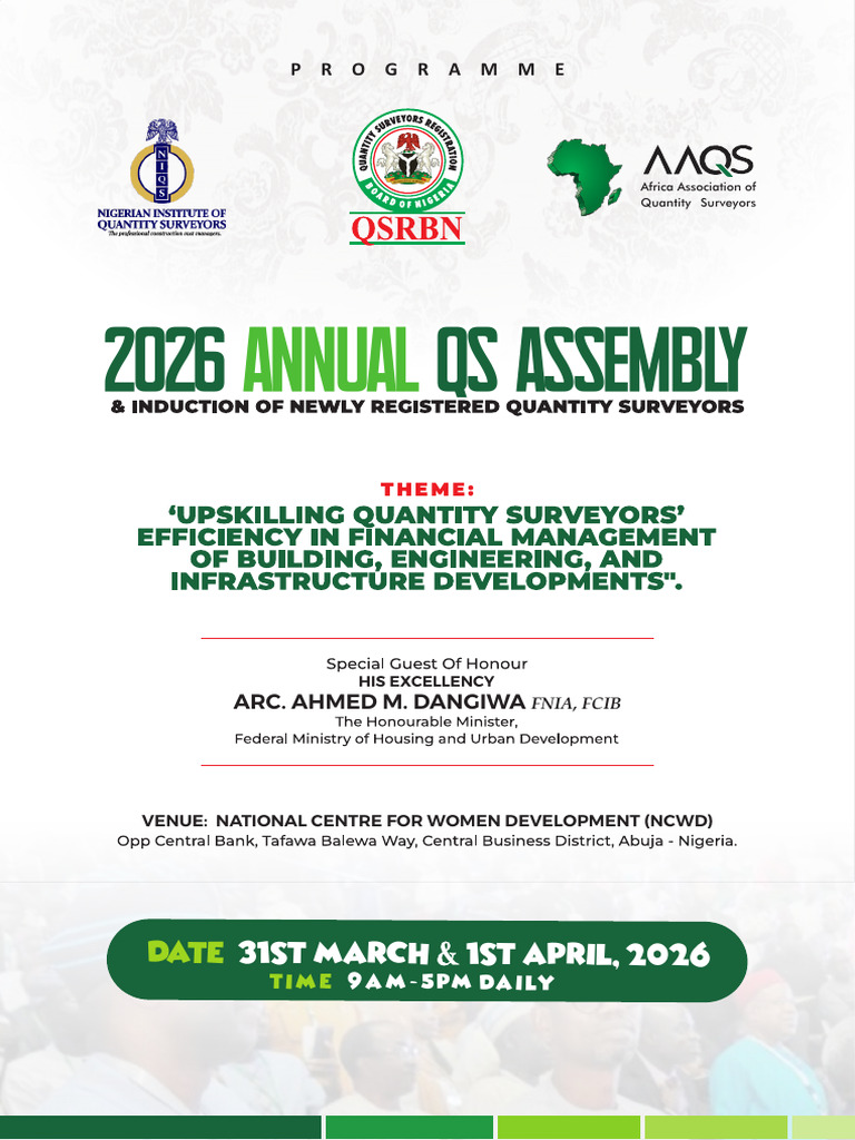 2026 QS Assembly Programme of Events | PDF | Nigeria | Project Management