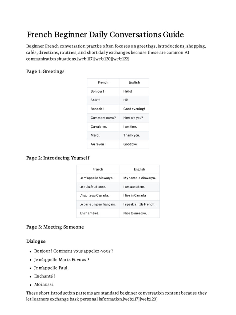 French Daily Conversations 11 Pages | PDF