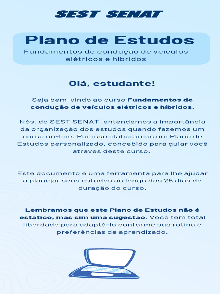 Plano de Estudos - Fundamentos de Condução de Veículos Elétricos e ...