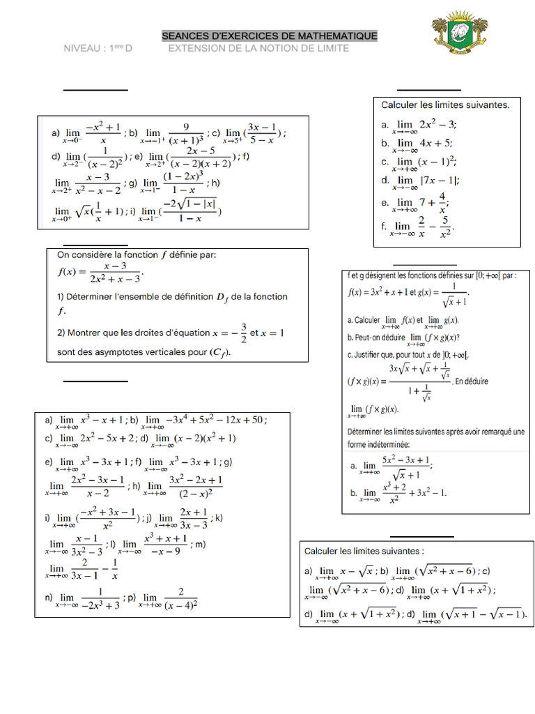 SEANCES D' Exercices de Math | PDF