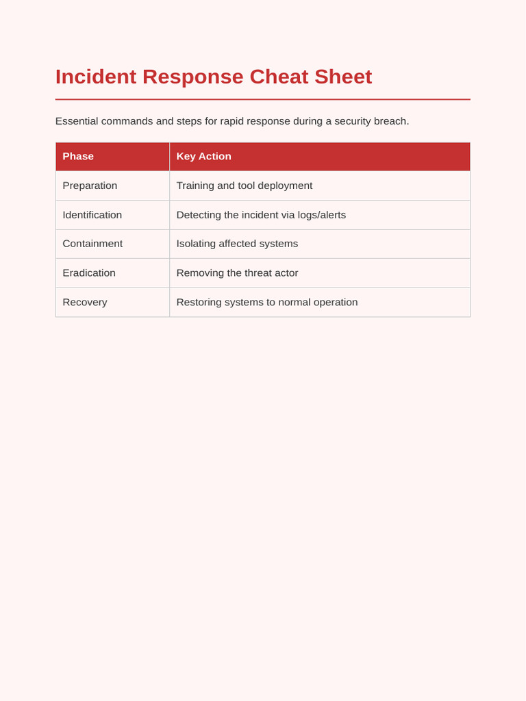 Incident Response Cheat Sheet | PDF