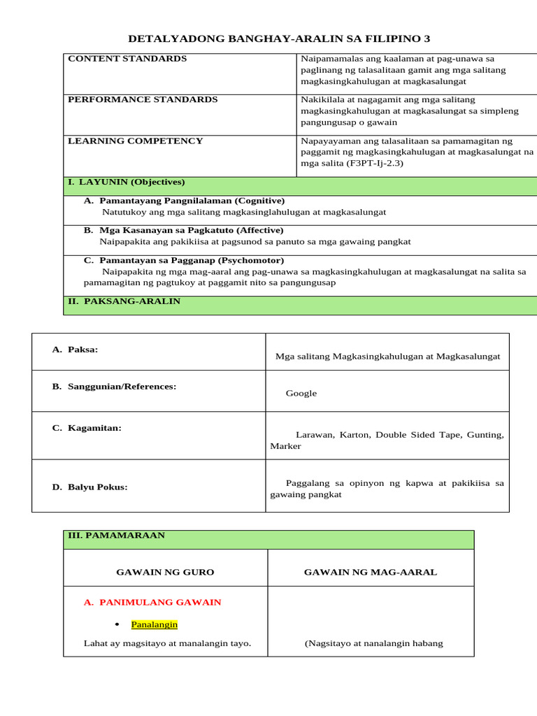 LP in Filipino 2 | PDF