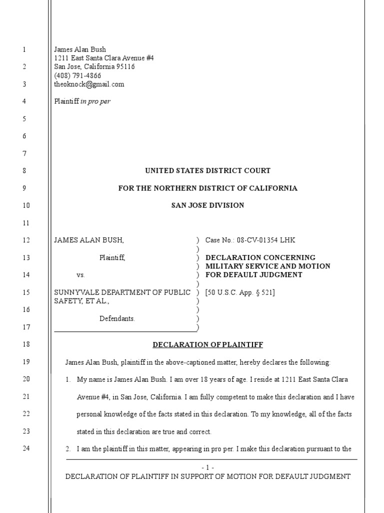 Request For Default Judgment by Court Declaration Cao PDF