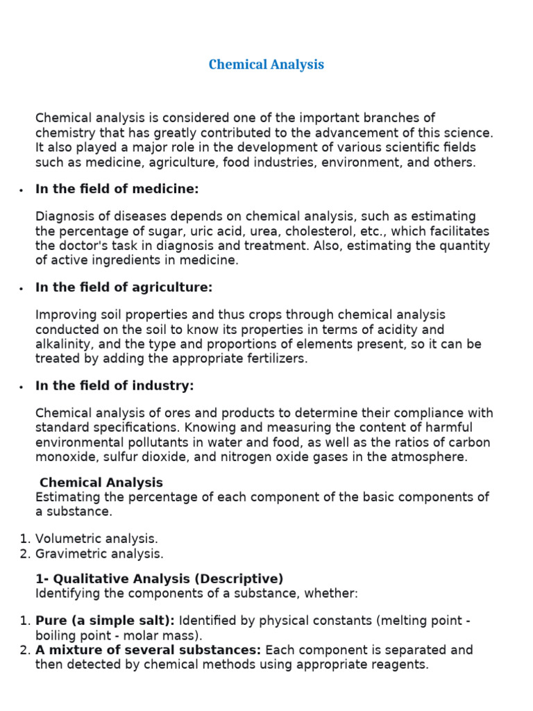 Chemical Analysis 2 | PDF | Acid | Precipitation (Chemistry)