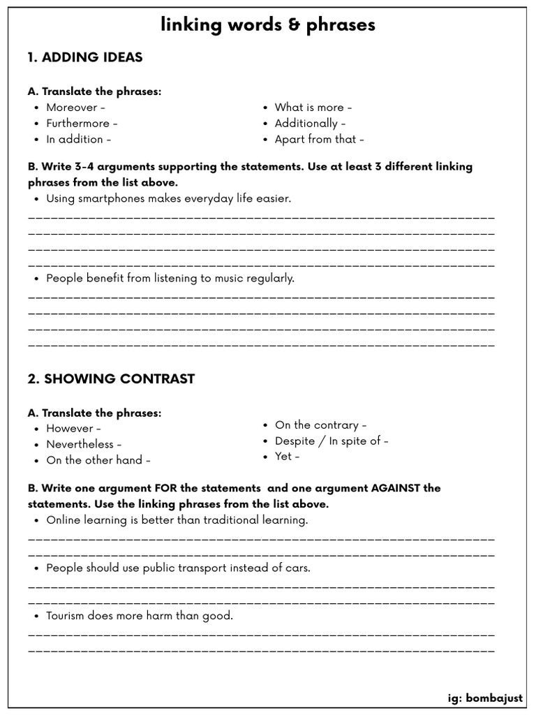 Linking Words | PDF | Argument