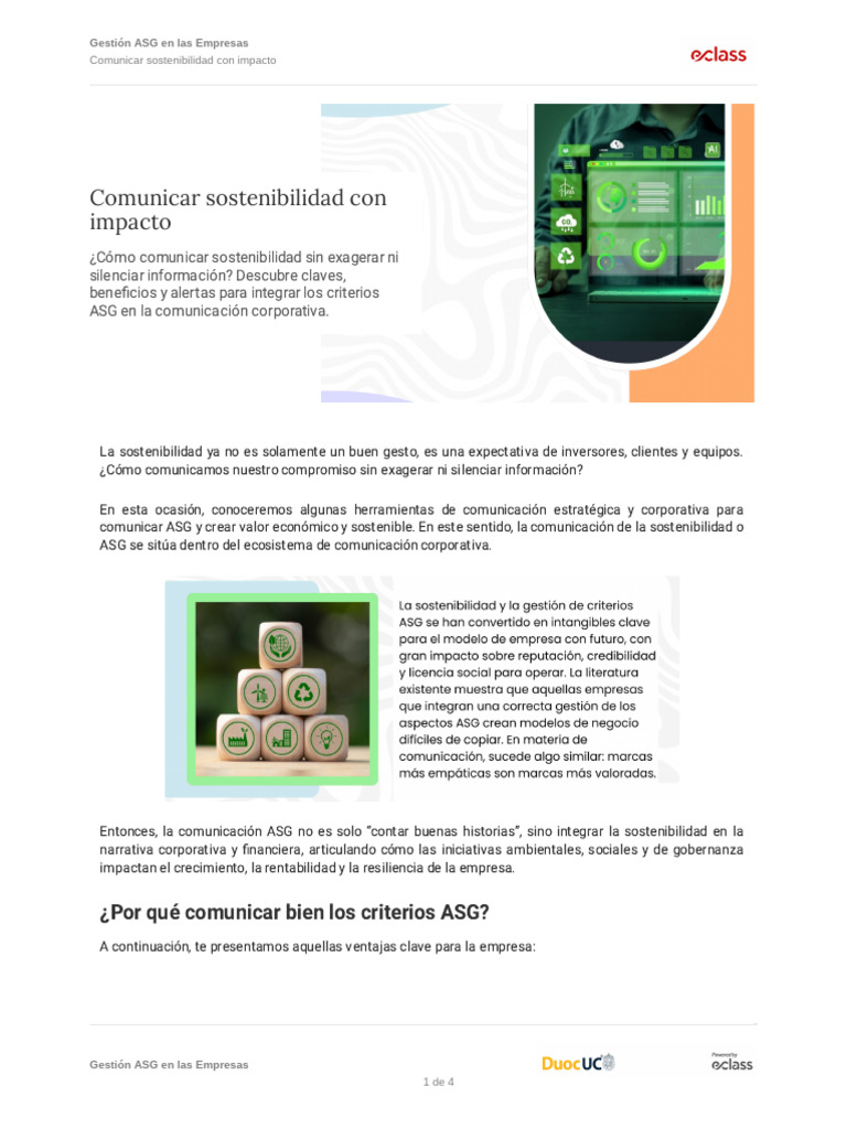 Gestion ASG en Las Empresas Comunicar Sostenibilidad Con Impacto | PDF ...