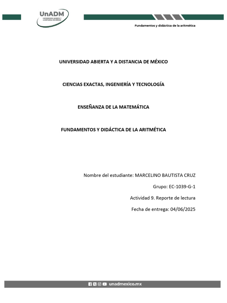 EM001 A9 Marcelino Bautista | PDF | Matemáticas | Maestros
