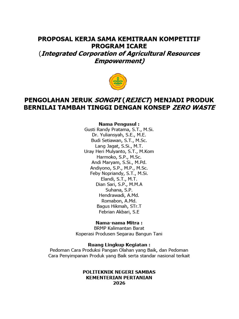 Proposal Pengolahan Jeruk Songpi | PDF