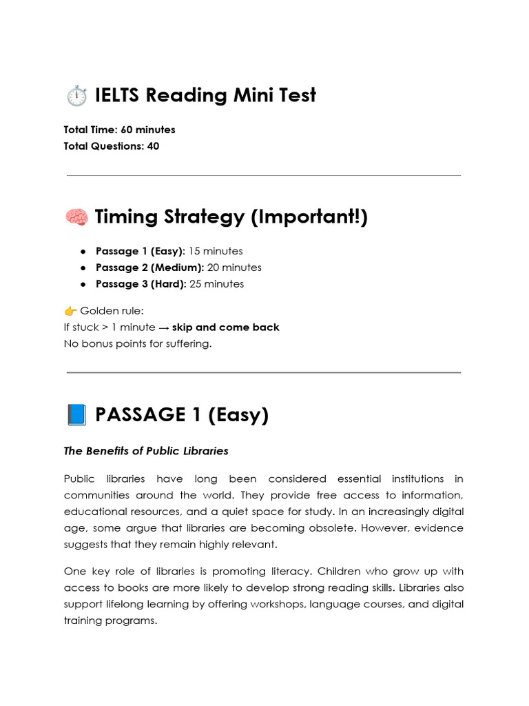 IELTS Reading Mini Test | PDF | Motivation | Motivational