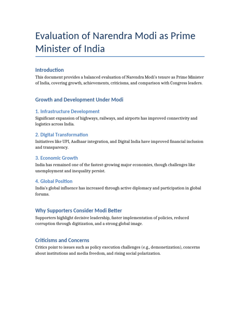 Modi Evaluation Document | PDF