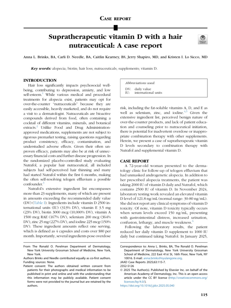 Supratherapeutic Vitamin D With a Hair Nutrition Malnutrition Vitamin ...