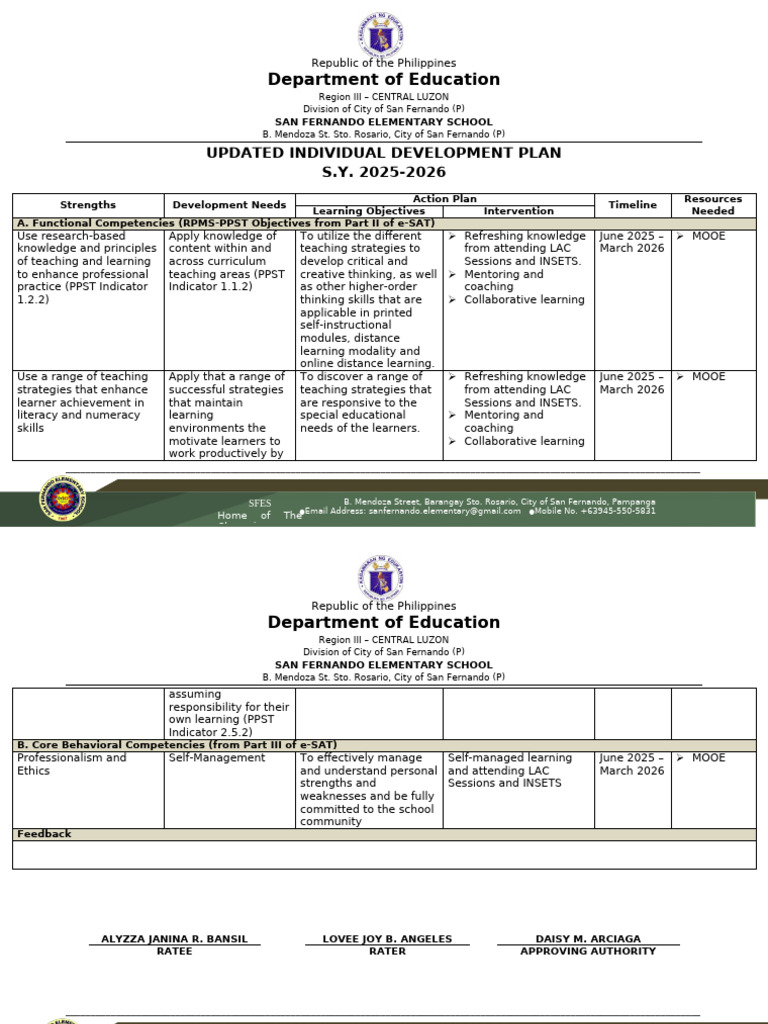 Individual Development Plan Template | PDF | Learning | Mentorship