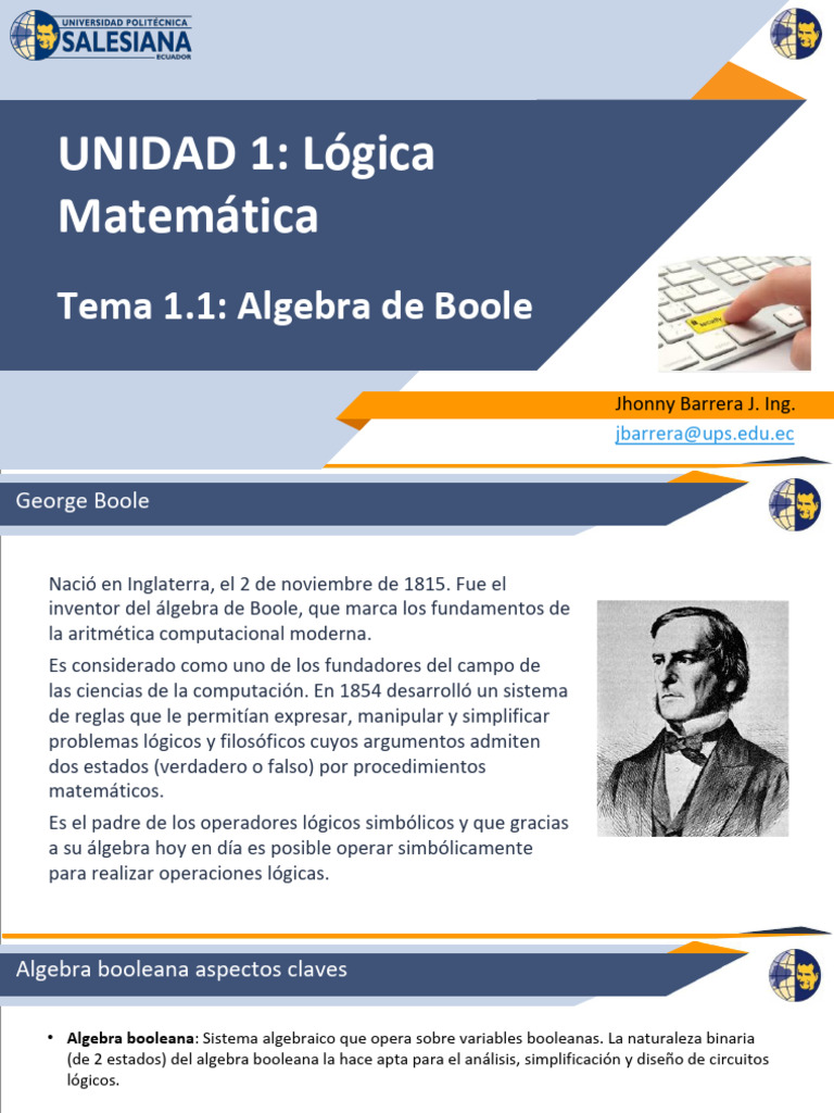 1.1 UPS - Algebra de Boole | PDF | Puerta lógica | Matemáticas