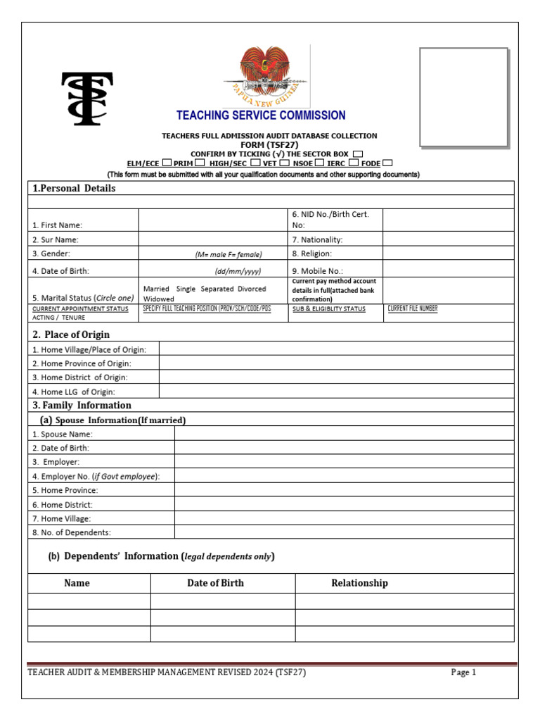 2020 - 2024 Revised Tsc Form 27 | PDF