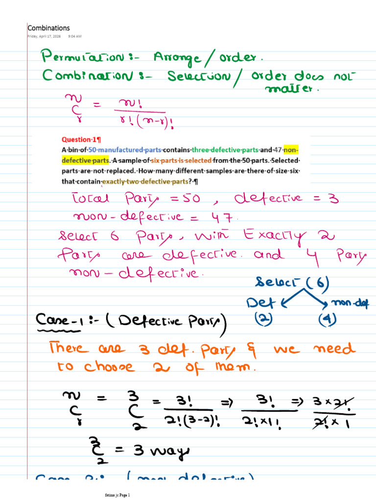 Combinations Stats | PDF