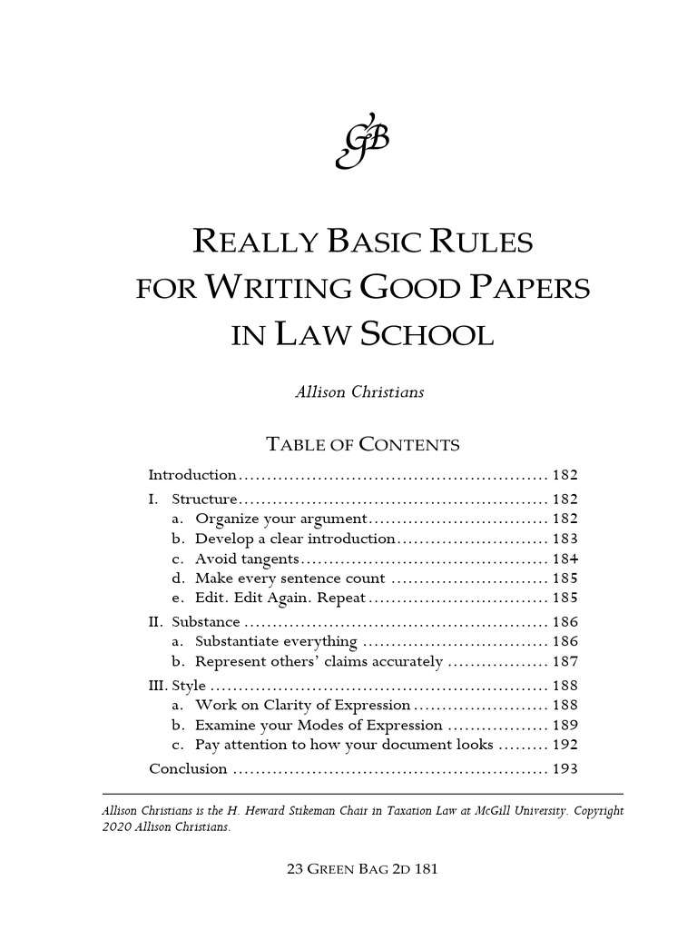 Really Basic Rules for Writing Good Papers in Law School | PDF ...