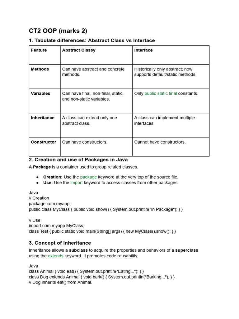 CT2 OOP | PDF | Method (Computer Programming) | Inheritance (Object ...