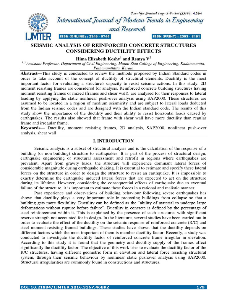 Seismic Analysis of Reinforced Concrete | PDF | Strength Of Materials ...