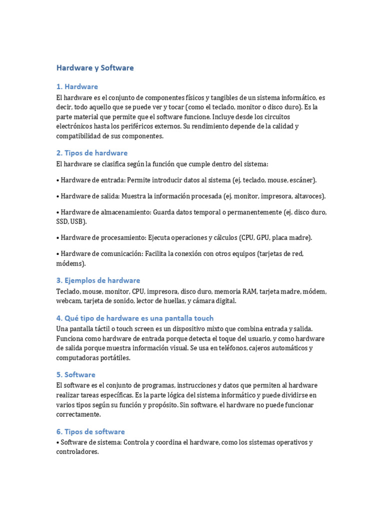 Hadware y Software | PDF | Hardware de la computadora | Microsoft Windows