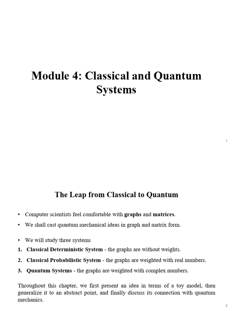 Module 4 Classical and Quantum Systems PPT Part 1 | PDF | Matrix ...