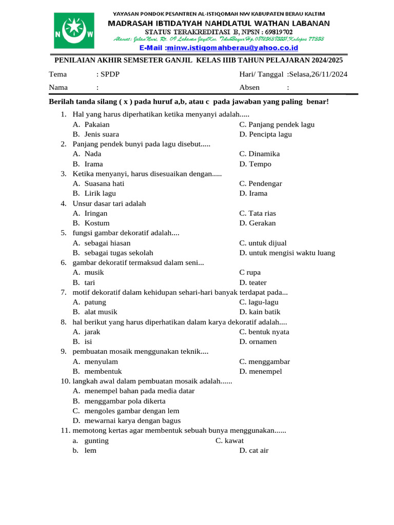 Soal Bu Tiwi Spdp | PDF