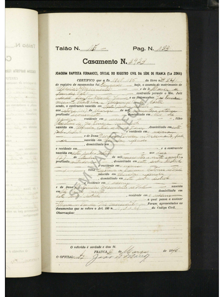Certidão de Casamento Abdias e Mariaa de Lourdes | PDF