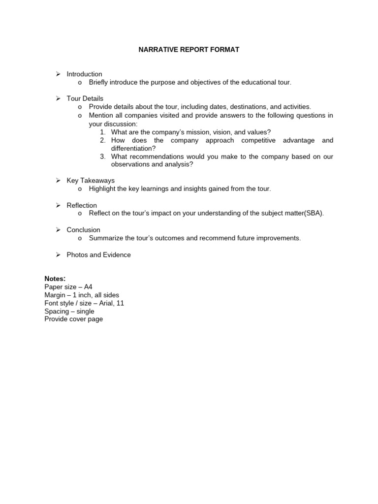 Narrative Report Format Educ. Tour | PDF