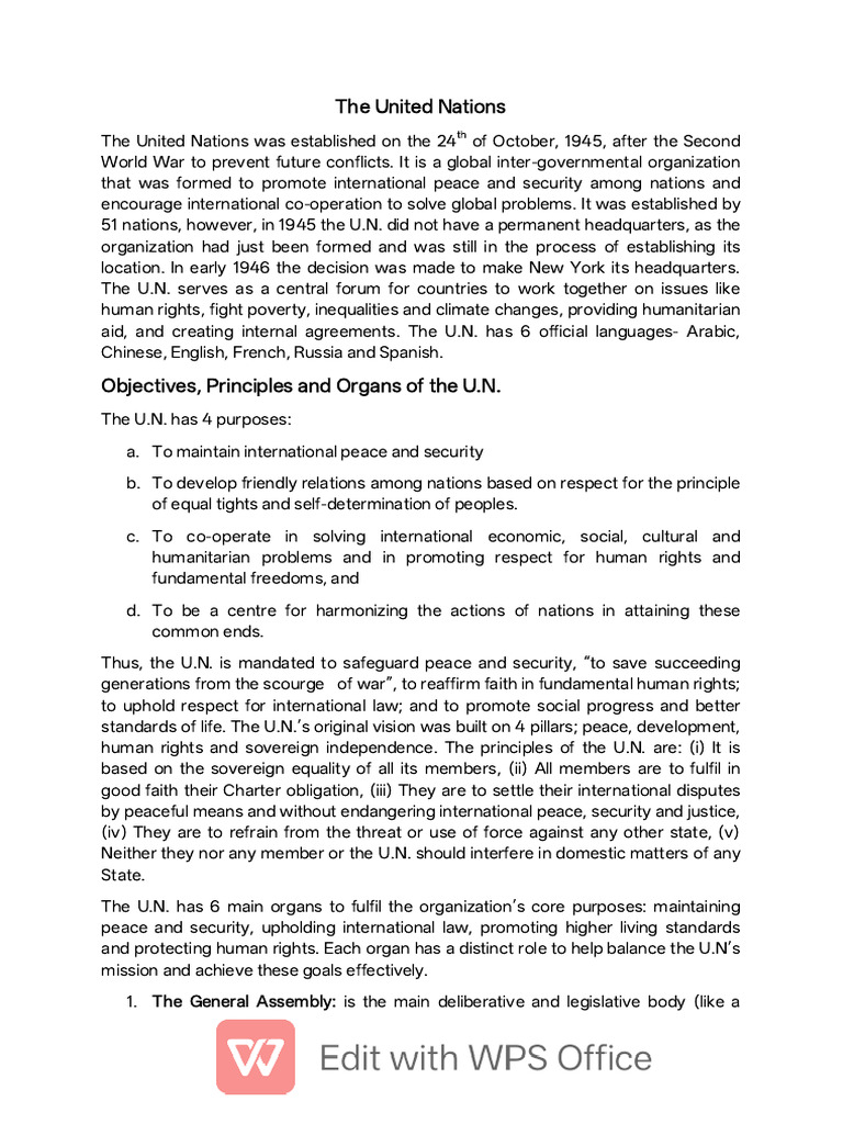 The United Nations | PDF | United Nations | International Relations