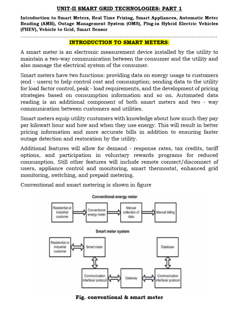 Unit-II Smart Grid Technologies | PDF | Smart Grid | Analog To Digital ...