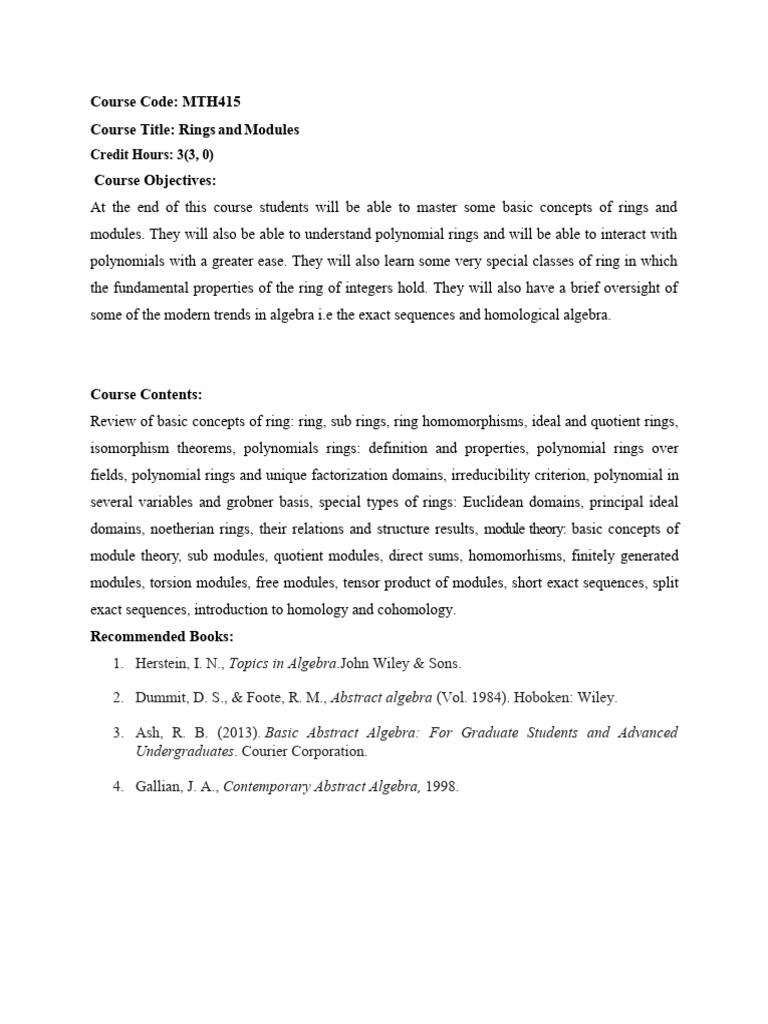 Course Outlines | PDF