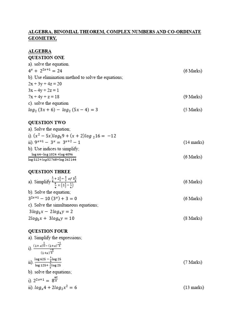 Algebra, Complex, Binomial, Cordinate (1) | PDF